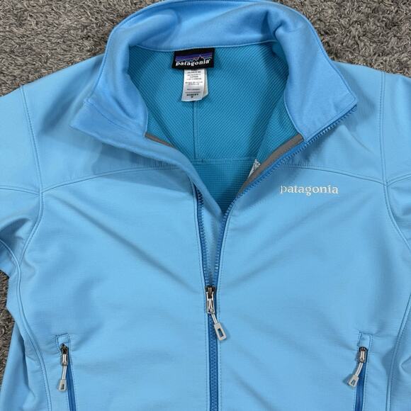 Women's Patagonia Adze Hybrid Jacket Polartec Soft Shell Full Zip Blue Cyan M - Picture 4 of 7